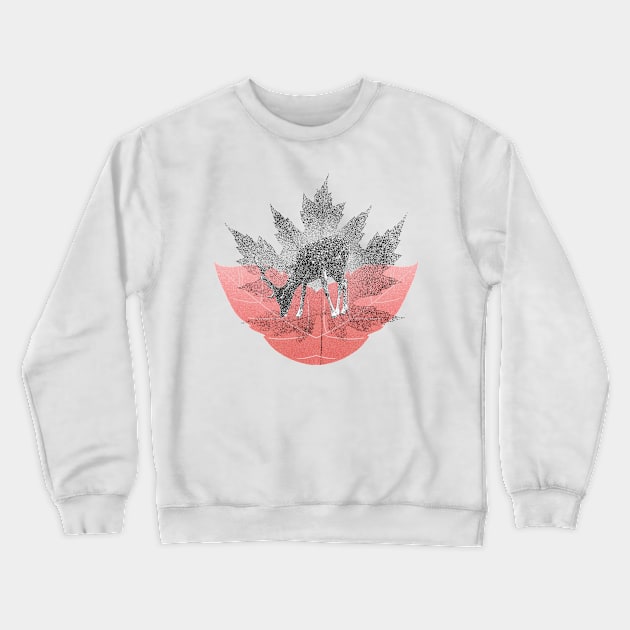 Deer throw Maple tree leaf illustration Crewneck Sweatshirt by Choulous79